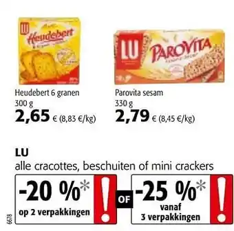 Colruyt Lu alle cracottes, beschuiten of mini crackers aanbieding