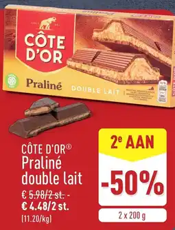 ALDI Côte d'or Praliné double lait aanbieding