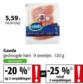 Colruyt Ganda gedroogde ham aanbieding