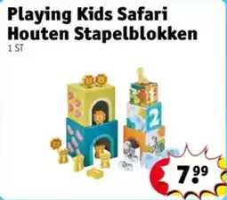 Kruidvat Playing kids safari houten stapelblokken aanbieding