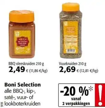 Colruyt Boni selection alle bbq-, kip-, saté-, vuur- of lookboterkruiden aanbieding
