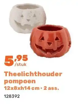 Happyland Theelichthouder pompoen 12x8xh14 cm • 2 ass aanbieding