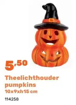 Happyland Theelichthouder pumpkins 10x9xh15 cm aanbieding