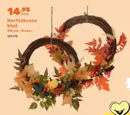 Happyland Herfstkrans blad 40 cm • 2 ass aanbieding