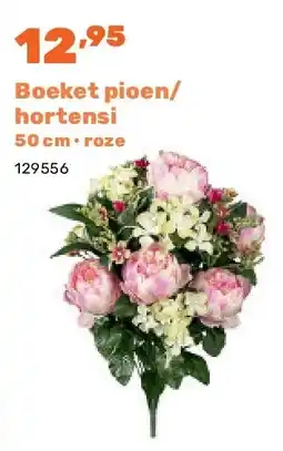 Happyland Boeket pioen/ hortensi 50 cm • roze aanbieding