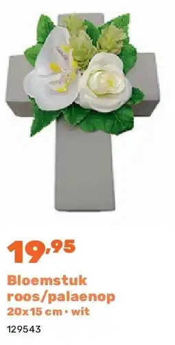 Happyland Bloemstuk roos/palaenop 20x15 cm • wit aanbieding