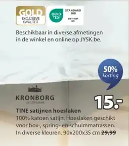 Jysk Tine Satijnen Hoeslaken aanbieding