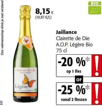 Colruyt Jaillance clairette de die a.o.p. légère bio aanbieding
