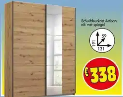 Budget Meubelen Schuifdeurkast Artisan eik met spiegel aanbieding
