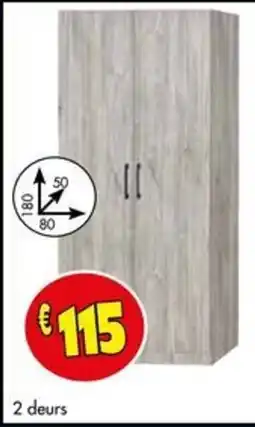 Budget Meubelen Kleerkasten 2 deurs aanbieding