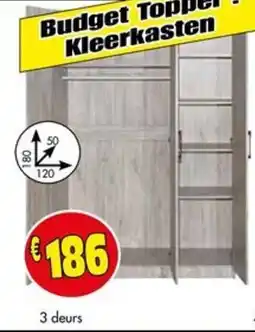 Budget Meubelen Kleerkasten 3 deurs aanbieding