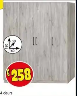 Budget Meubelen Kleerkasten 4 deurs aanbieding