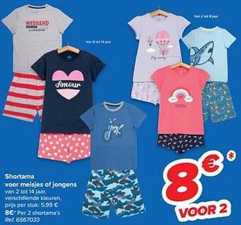 Carrefour Shortama voor meisjes of jongens aanbieding
