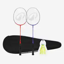 Decathlon Badmintonrackets in set voor volwassenen BR 190 blauw rood aanbieding