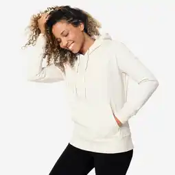 Decathlon Fitness hoodie voor dames katoen wit aanbieding