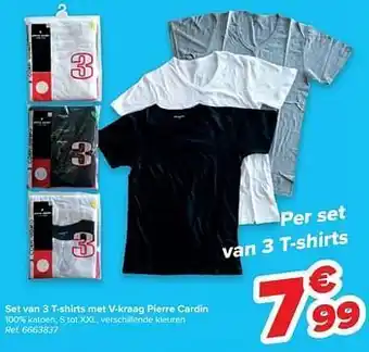 Set van 3 t-shirts met v-kraag pierre cardin