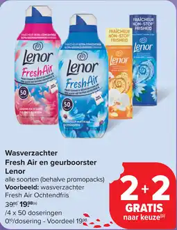 Carrefour Wasverzachter Fresh Air en geurboorster Lenor aanbieding