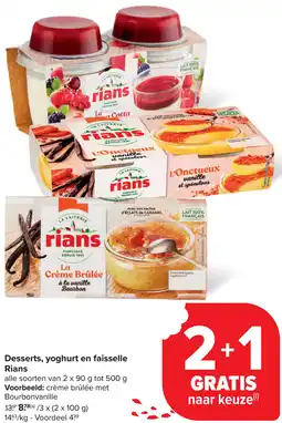 Carrefour Desserts, yoghurt en faisselle Rians aanbieding