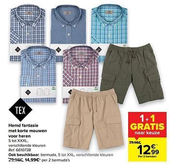 Carrefour Hemd fantasie met korte mouwen voor heren aanbieding