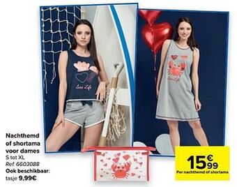 Carrefour Nachthemd of shortama voor dames aanbieding