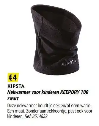 Decathlon Nekwarmer voor kinderen keepdry 100 zwart aanbieding