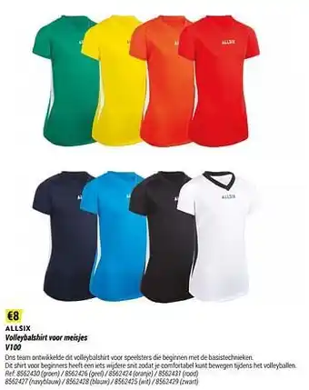 Decathlon Volleybalshirt voor meisjes v100 aanbieding