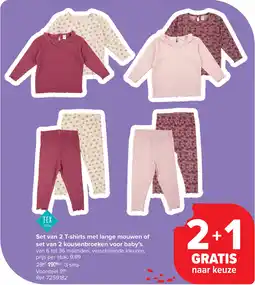 Carrefour Set van 2 T-shirts met lange mouwen of set van 2 kousenbroeken voor baby's aanbieding