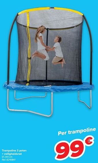 Trampoline 3 poten + veiligheidsnet