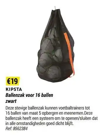 Decathlon Ballenzak voor 16 ballen zwart aanbieding