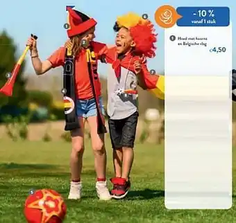 Hoed met hoorns en belgische vlag