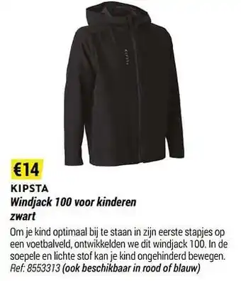 Decathlon Windjack 100 voor kinderen zwart aanbieding