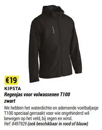 Decathlon Regenjas voor volwassenen t100 zwart aanbieding