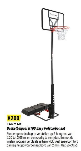 Decathlon Basketbalpaal b100 easy polycarbonaat aanbieding