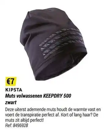 Decathlon Muts volwassenen keepdry 500 zwart aanbieding