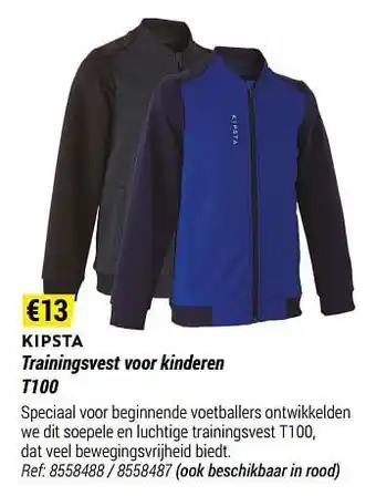 Decathlon Trainingsvest voor kinderen t100 aanbieding