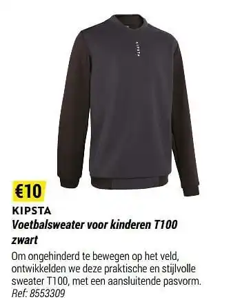 Decathlon Voetbalsweater voor kinderen t100 zwart aanbieding