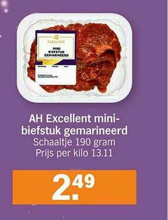 Albert Heijn Ah Excellent Mini Biefstuk Gemarineerd aanbieding