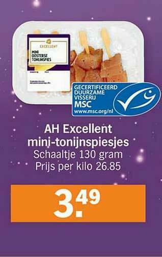 Albert Heijn Ah Excellent Mini Tonijnspiesjes aanbieding