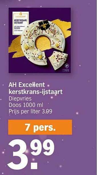 Albert Heijn Ah Excellent Kerstkrans Ijstaart aanbieding