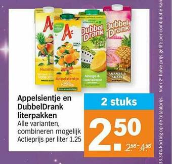 Albert Heijn Appelsientje En Dubbeldrank Literpakken aanbieding
