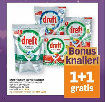 Albert Heijn Dreft Platinum Vaatwastabletten aanbieding