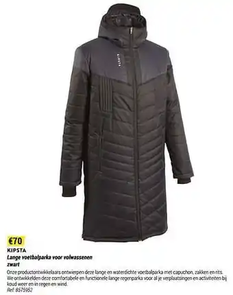 Decathlon Lange voetbalparka voor volwassenen zwart aanbieding