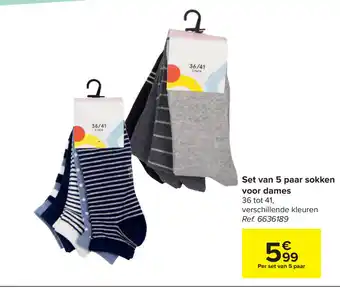 Carrefour Market Set van 5 paar sokken voor dames aanbieding
