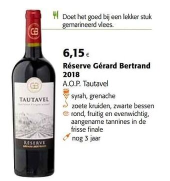 Colruyt Réserve gérard bertrand 2018 a.o.p. tautavel aanbieding