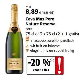 Colruyt Cava mas pere nature reserva brut aanbieding