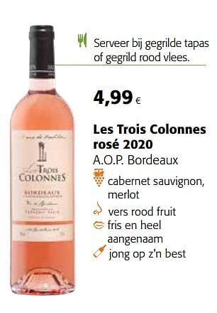 Colruyt Les trois colonnes rosé 2020 a.o.p. bordeaux aanbieding
