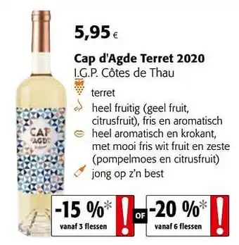 Colruyt Cap d`agde terret 2020 i.g.p. côtes de thau aanbieding