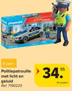 Carrefour Playmobil Politiepatrouille met licht en geluid aanbieding