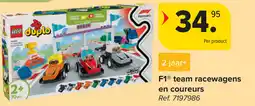 Carrefour LEGO duplo F1Ⓡ team racewagens en coureurs aanbieding