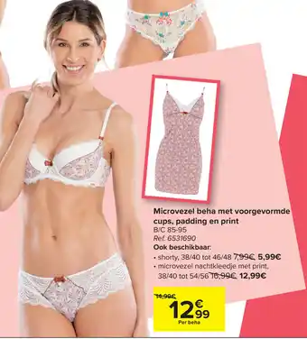 Carrefour Market Microvezel beha met voorgevormde cups, padding en print aanbieding